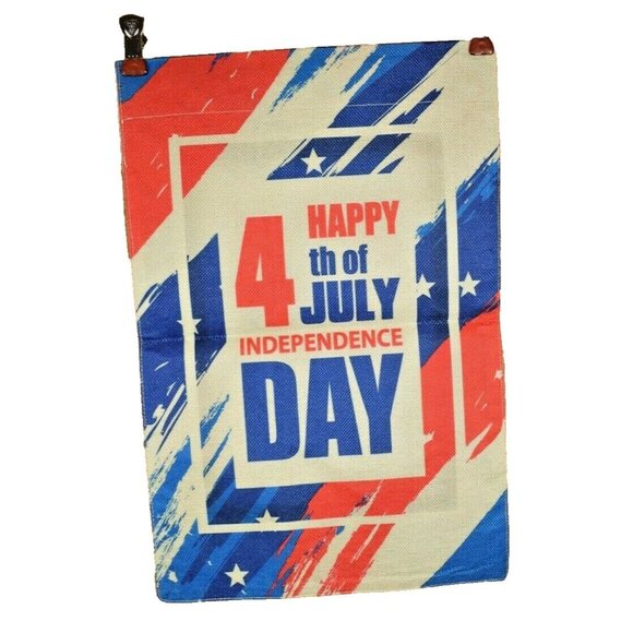 Independence Day 4th of July Double Sided Nylon Burlap 12 x 18 Garden Flag - Picture 2 of 2
